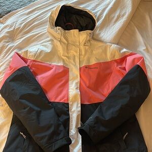 Columbia Women's Ski Jacket - White, Pink, and Black